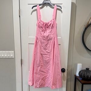 Moon River Pink Sleeveless Midi Dress